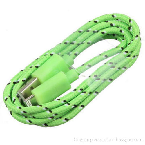 8 Pins USB Data Cable for iPad Mini 4, iPhone 5, 5C, 5S, iPod Touch 5, Flat Fabric Braided, iOS 7.1